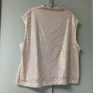 Nw York Company Sequin Sleeveless Top - Cream Size XXL